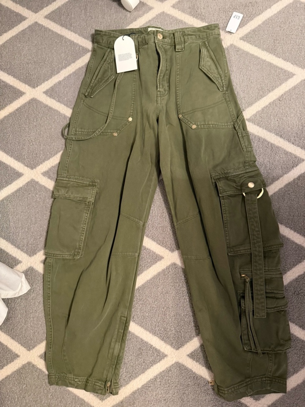 cult gaia Olive Cargo Wide-Leg Jeans - Picture 2 of 6